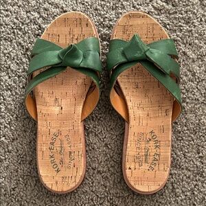 Kork-Ease Forest Green Cork Sandals, Sz 6